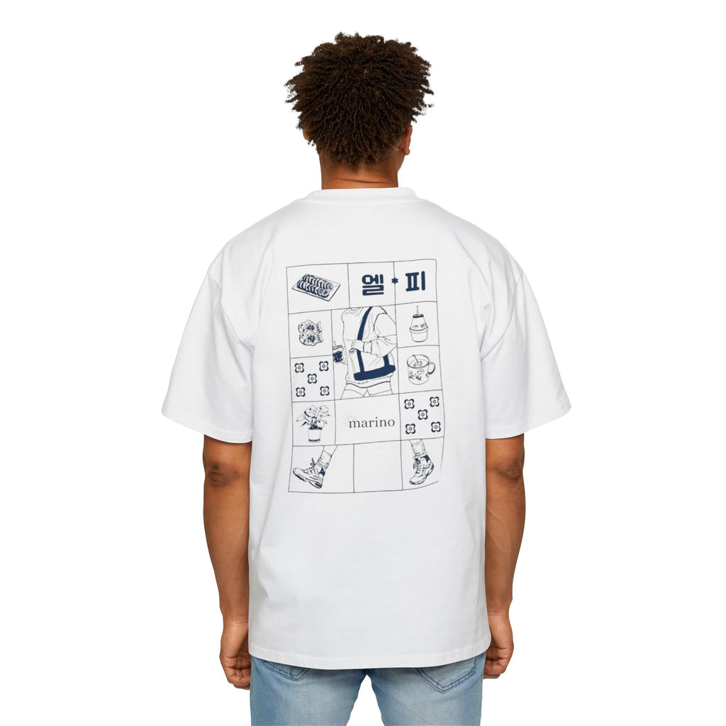 korean grid oversize heavyweight tee