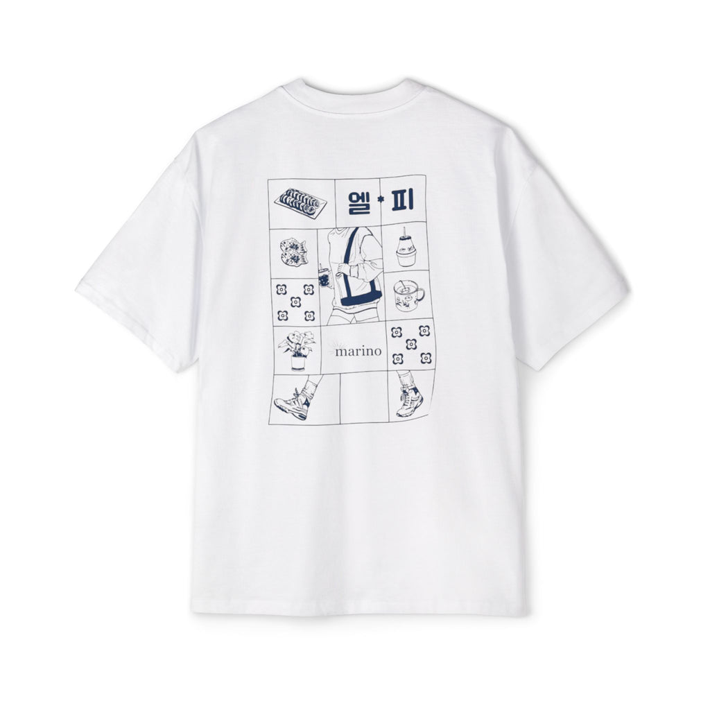 korean grid oversize heavyweight tee