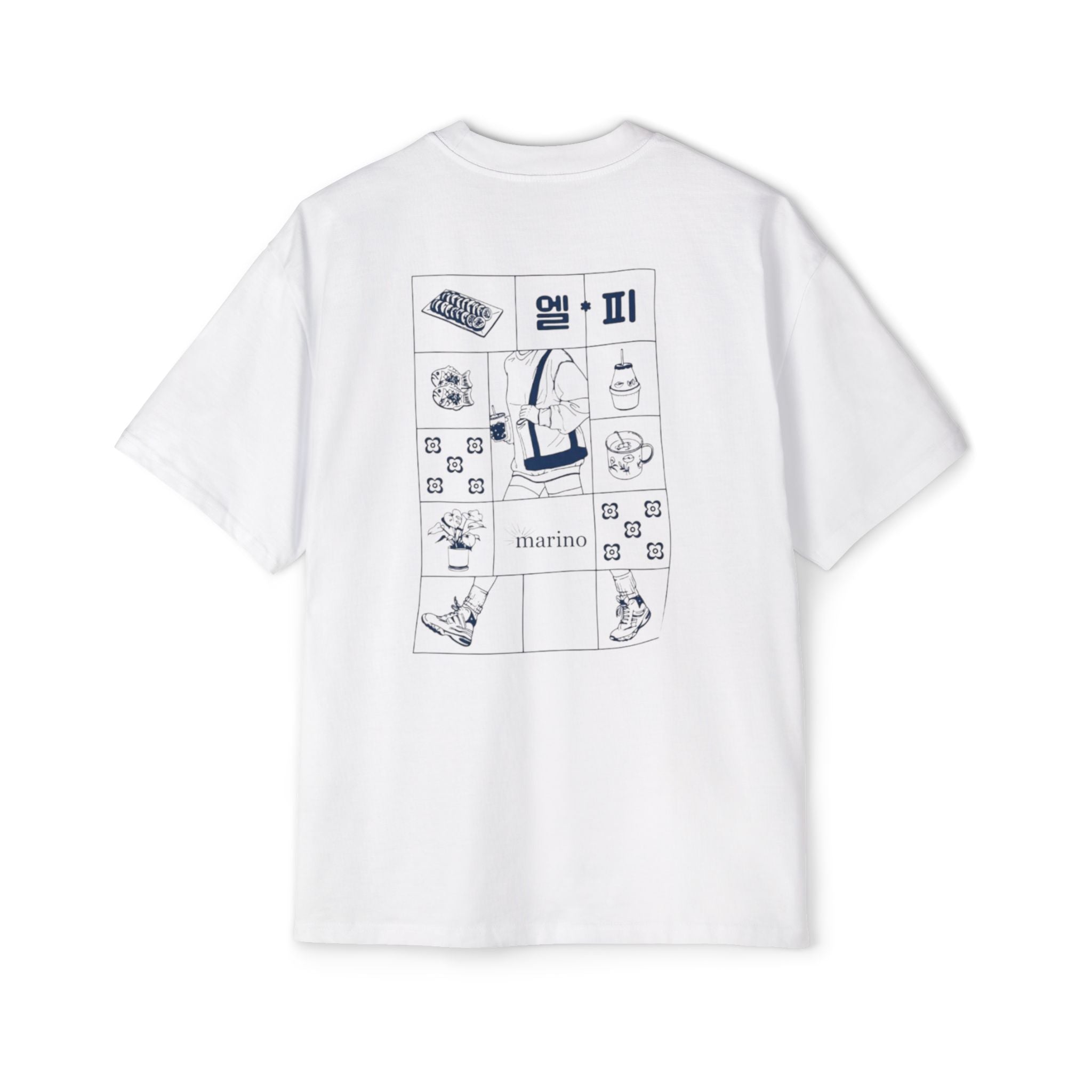 korean grid oversize heavyweight tee